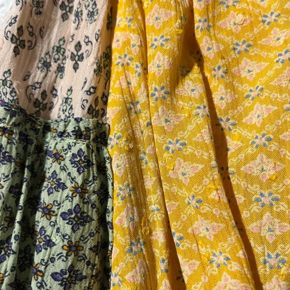 Free People New with Tags Boho Dress in Yellow and Green - Picture 4 of 4